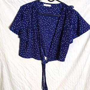 Romwe Wrap and Tie Crop Blouse